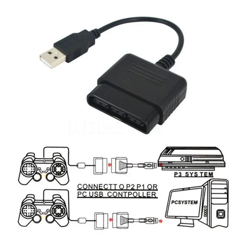 PS2 to PS3/PC USB Adapter Converter Cable for Gaming Controller | Retro Gaming Accessory