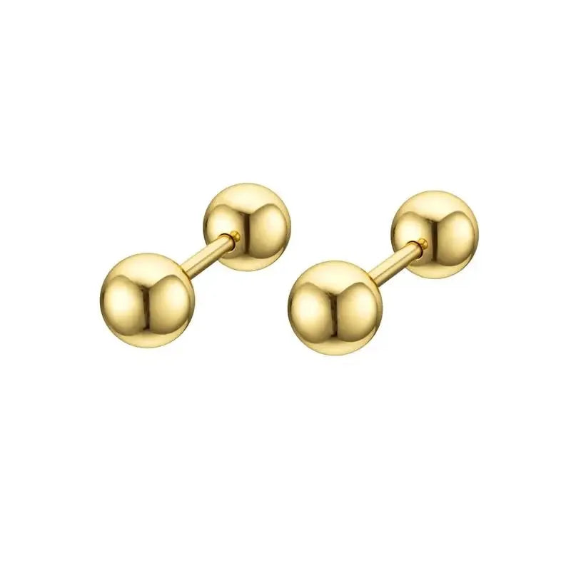 Stainless Steel Screwback Stud Earrings | 16G Small Ball Piercing Jewelry Set