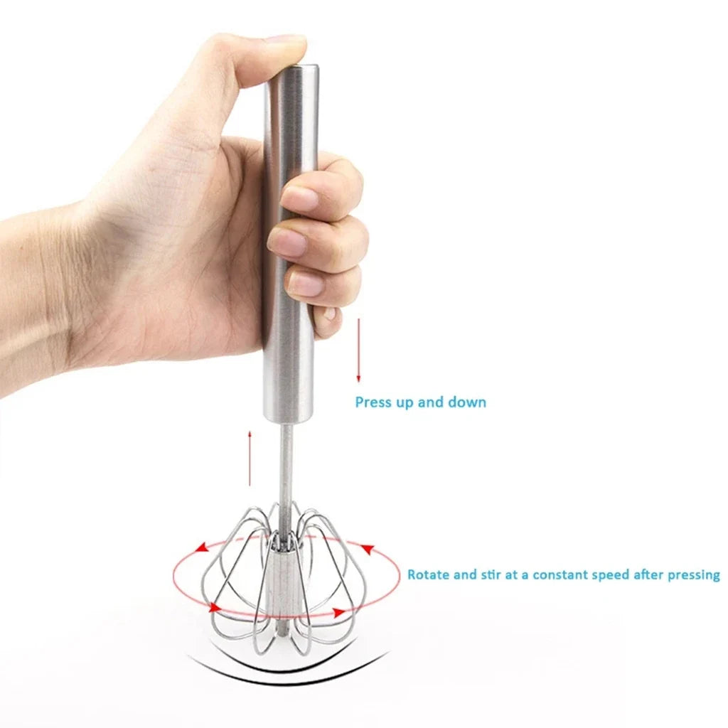 Semi-Automatic Egg Beater | 304 Stainless Steel Manual Hand Mixer