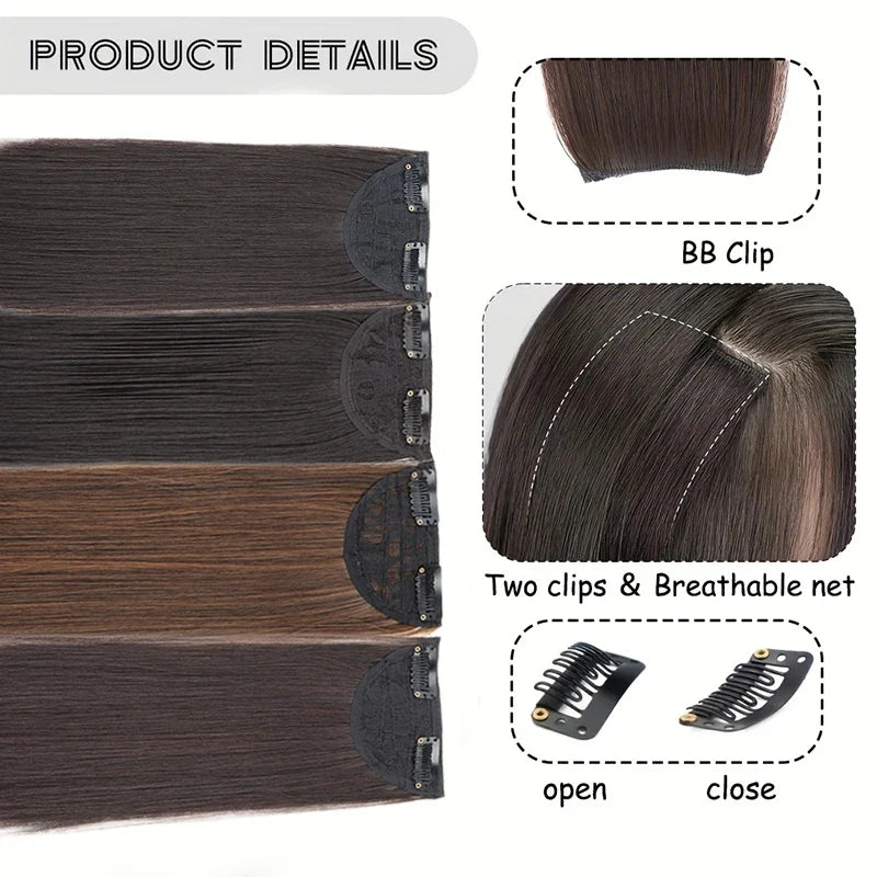 Synthetic Seamless Hair Pads Clip In | Increase Volume Top Hairpiece