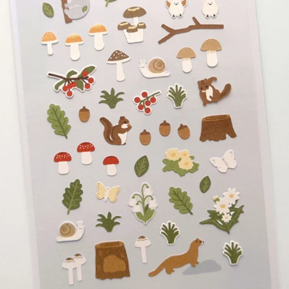 Suatelier Little Forest Animals Sticker Set | Cute Paper Stickers for Scrapbooking and Journaling