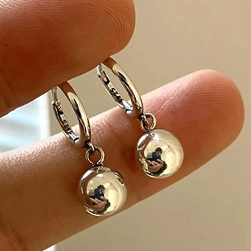 Smooth Ball Drop Earrings for Women | Creative Gold White Rosegold Dangle Jewelry