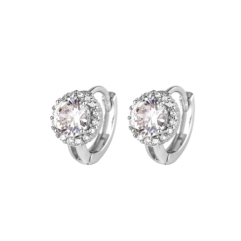 Huitan Cubic Zirconia Hoop Earrings | Dainty Fashion Jewelry for Women