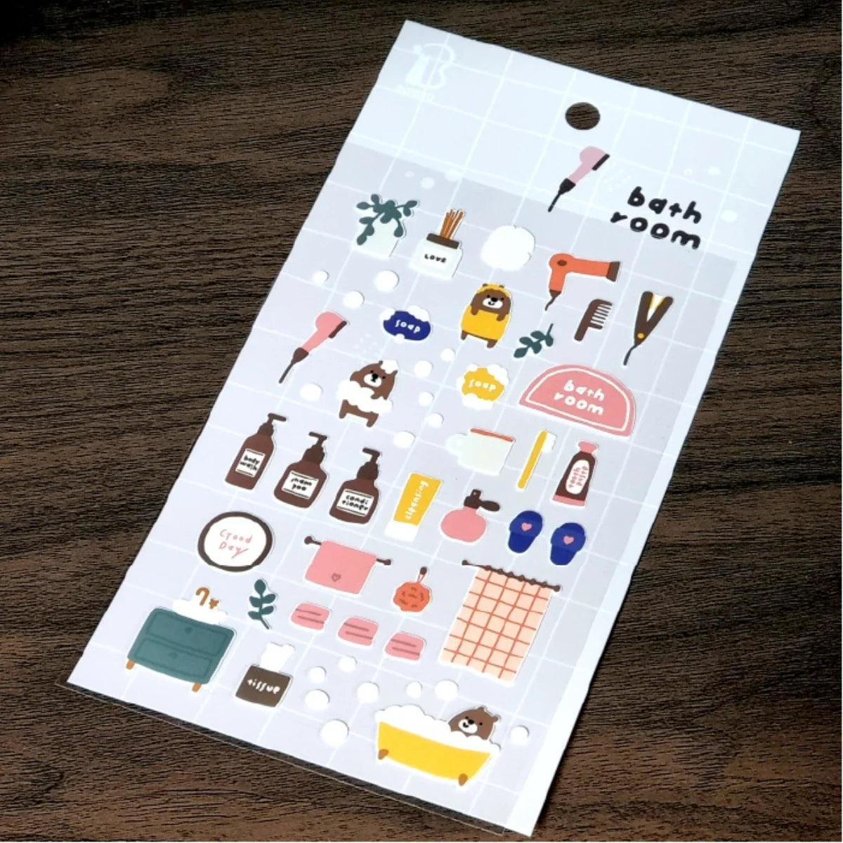 Korean Bonito Bear Bath Room Paper Stickers | Cute Stationery for DIY Scrapbooking