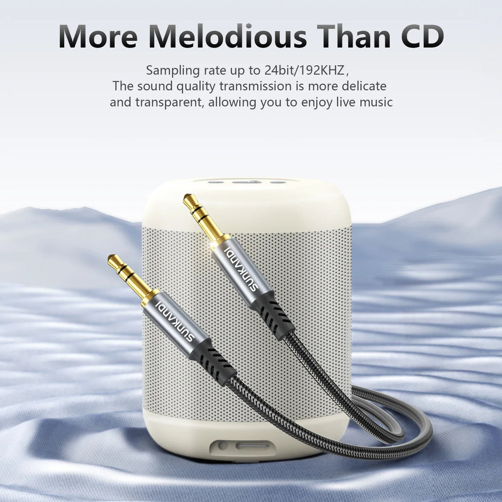 SUNKANDI 3.5mm Aux Cord | Male to Male Stereo Audio Cable for Car, Speaker, Headphones