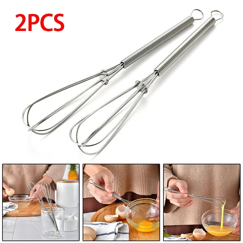 Mini Stainless Steel Balloon Whisk | 3-Wire Manual Egg Beater