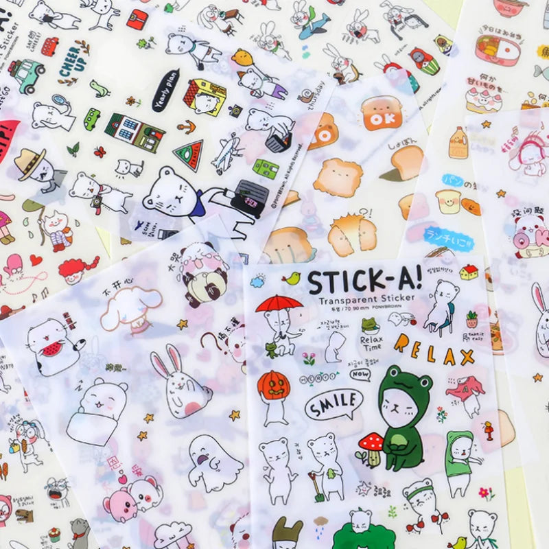 6Pcs Waterproof Cartoon Sticker Set | Cute DIY Decals for Laptops, Phones, and Planners