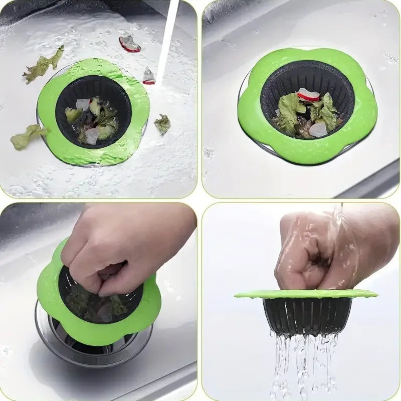 2PCS Silicone Kitchen Sink Strainer Anti-Clog Drain Filter Net Stopper for 4.5 Inch Drains