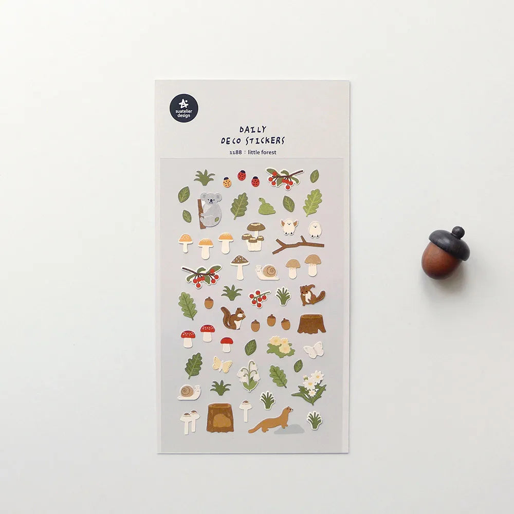 Suatelier Little Forest Animals Sticker Set | Cute Paper Stickers for Scrapbooking and Journaling