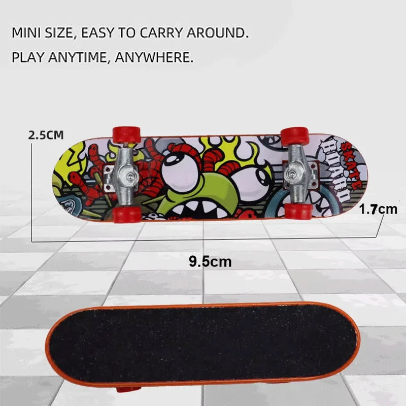 Mini Finger Skateboard Professional Alloy Stand Fingerboard Toy | Cool Graffiti Finger Skate Board Novelty Toys for Kids & Adult
