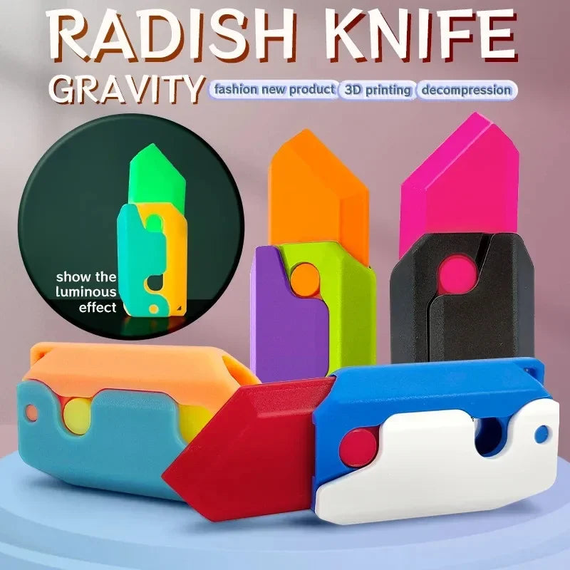 Gravity 3D Printing Decompression Toy | Carrot Knife Stress Relief for Kids and Adults