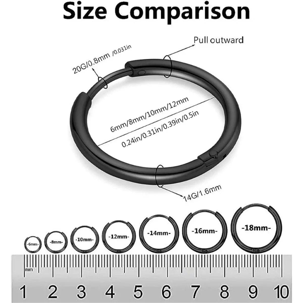 316L Stainless Steel Huggie Hoop Earrings | Hypoallergenic Cartilage Piercing Jewelry for Men and Women