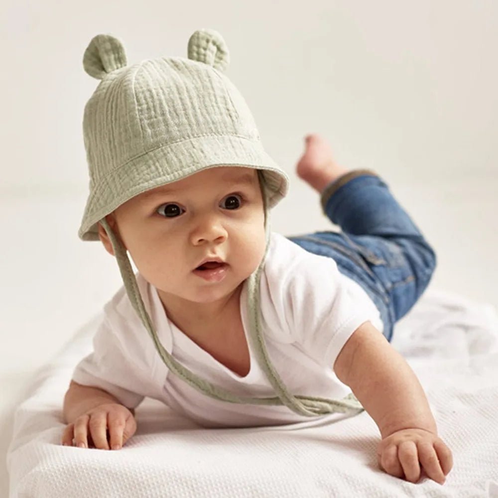 Muslin Baby Sun Hat for Newborn | Cotton Bucket Hat for Infant Summer