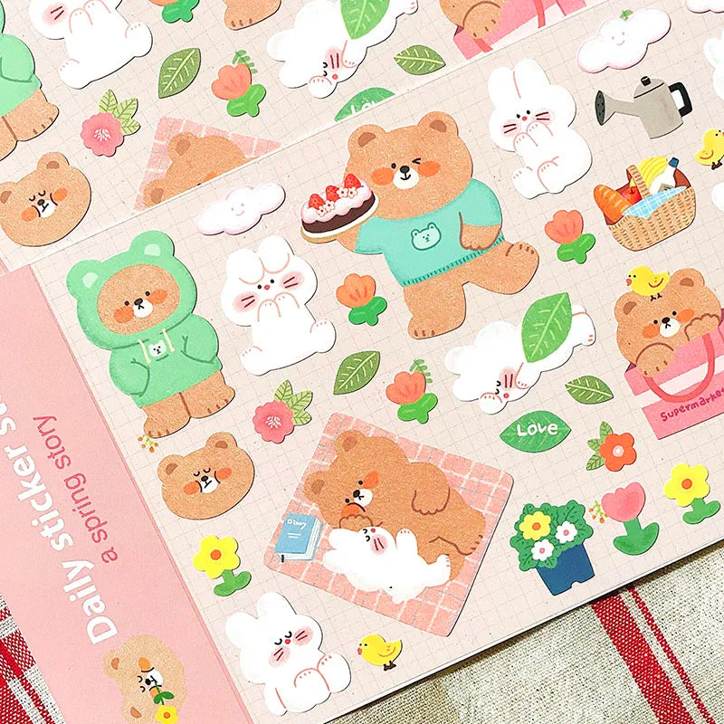 BONITO Kawaii Rabbit Bear Sticker Set | Cute Journal Decor