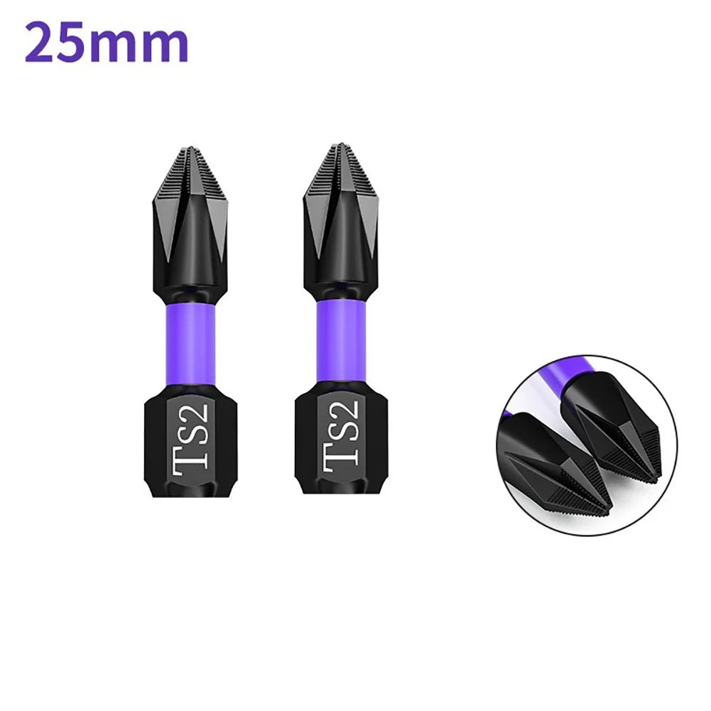 2pcs Non-slip PH2 Magnetic Cross Screwdriver Bits Set | Alloy Steel Hand Tool