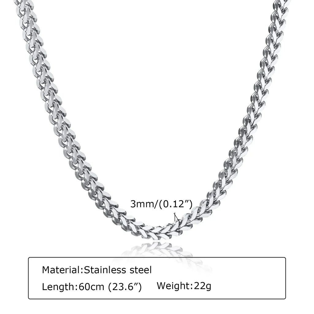Men's Franco Chain Necklace | 3MM Thick Stainless Steel Gold Necklace