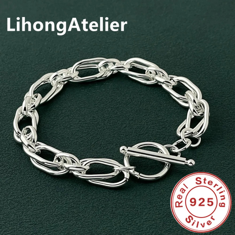 Classic 925 Sterling Silver Double Link Bracelet | Fine Jewelry Gift for Women and Men