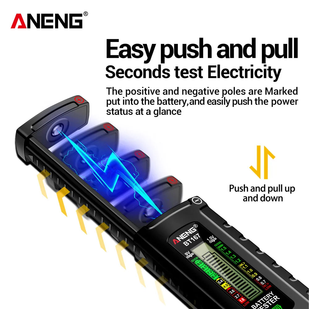 ANENG BT167 Battery Level Detector | Multifunctional Battery Tester for 1.5V and 9V Batteries