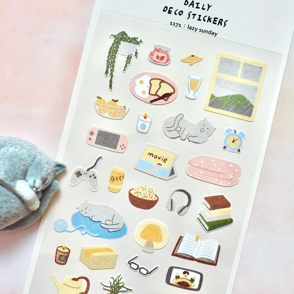 Korean Import Suatelier Lazy Sunday Stickers | Cute Scrapbooking and DIY Journal Decor