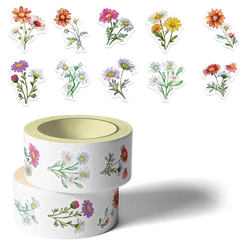 500PCS Daisy Stickers Roll | Cute Flower Decals for Water Bottles and Scrapbooking