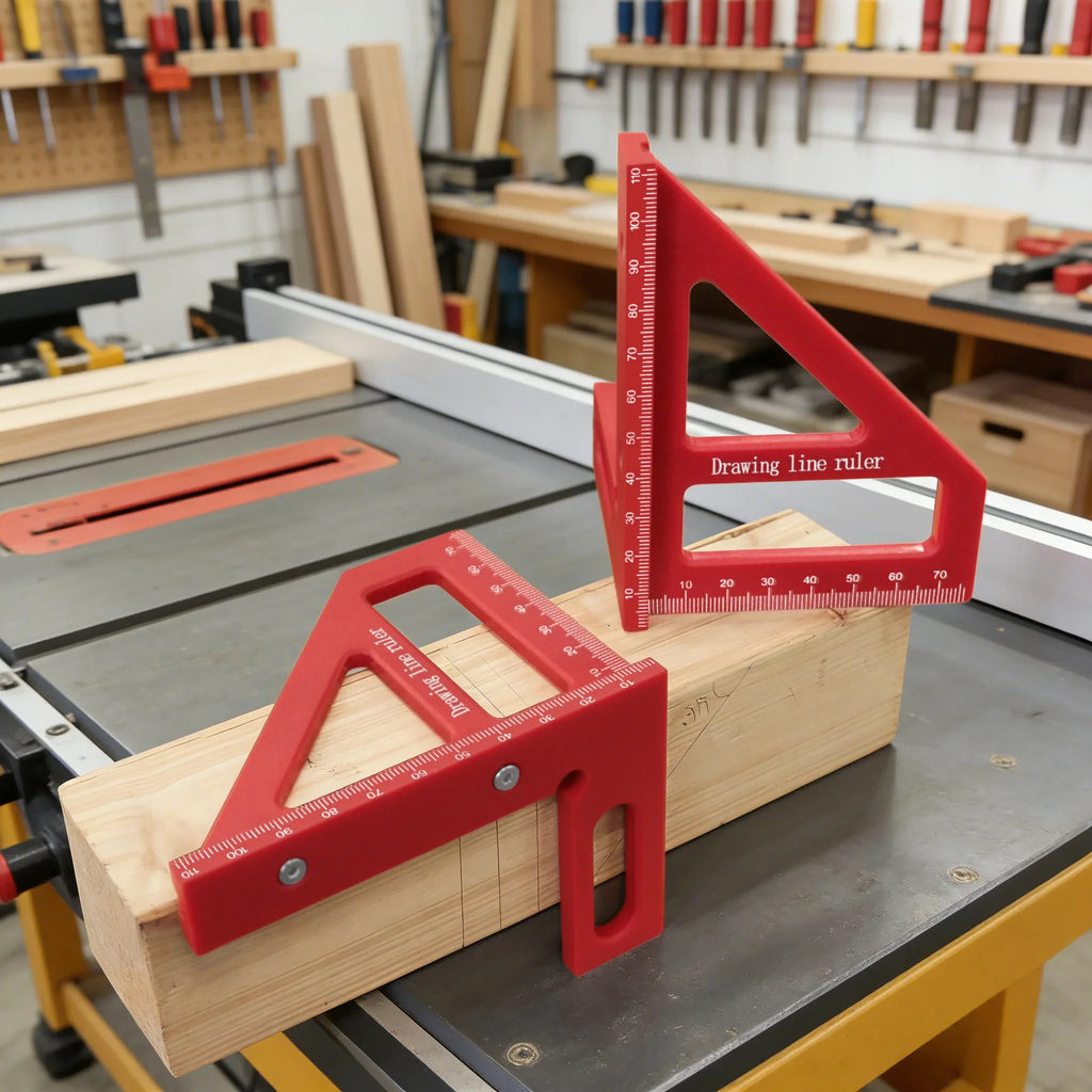 Multi-Angle Measuring Ruler | 45/90 Degree Plastic Carpenter Square & Miter Triangle Tool for Woodworking