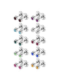 10pairs Colorful Rhinestone Stud Earrings Set | Stainless Steel Body Jewelry