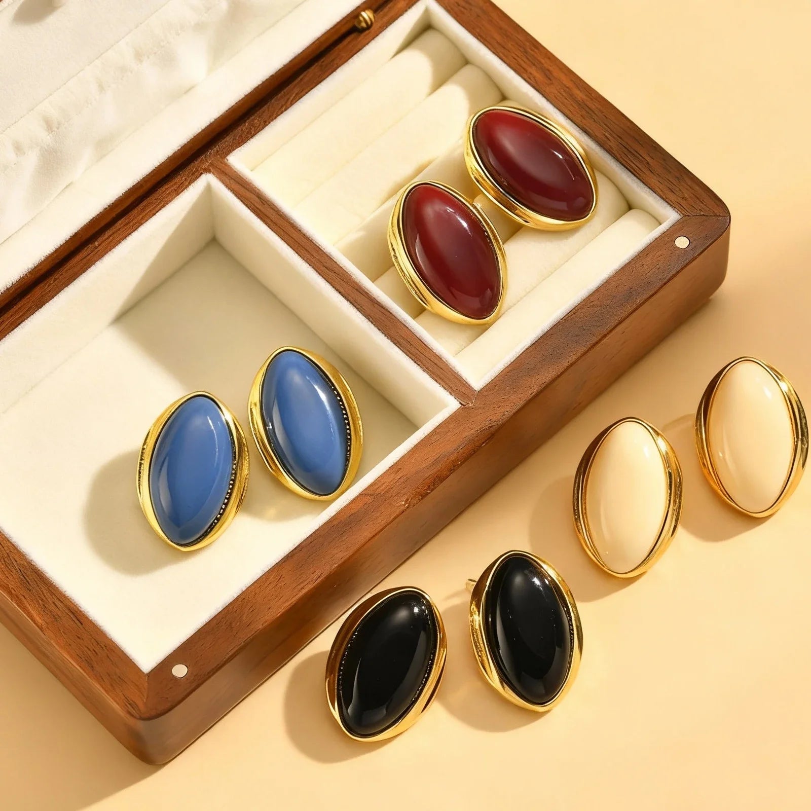 Exaggerated Retro Geometric Ellipse Stud Earrings | Personality Oval Dangle Jewelry for Women