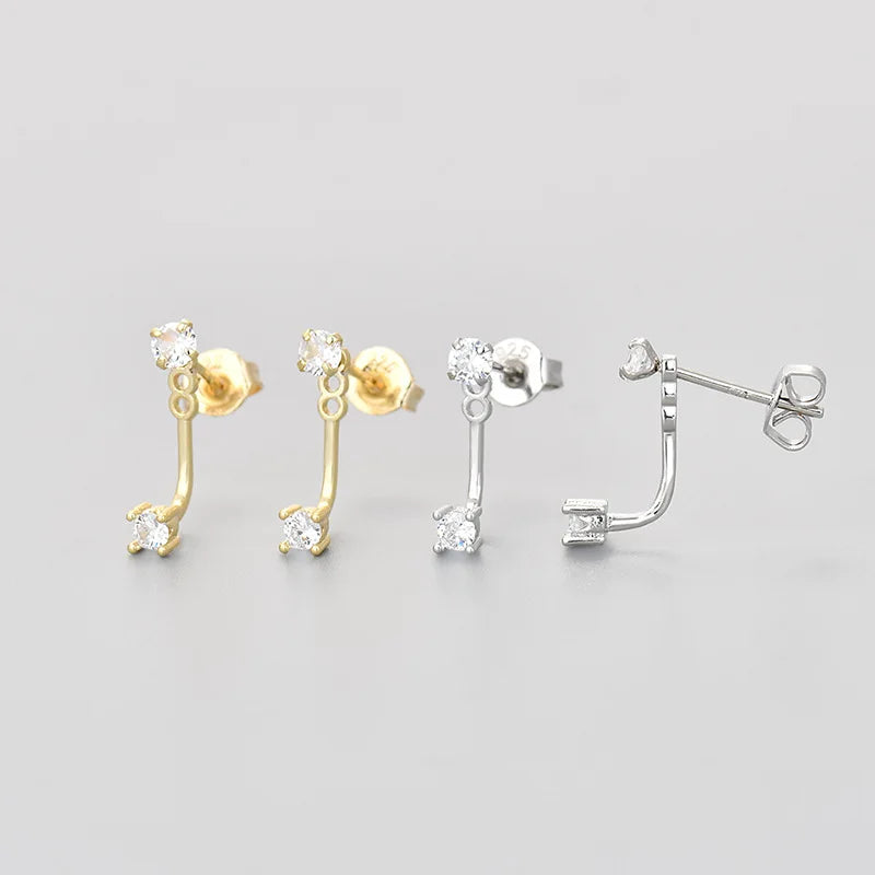 Double Flower Stud Earrings | Screw-Back Crystal Tragus Earrings for Women