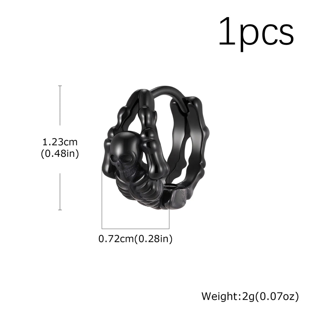 Punk Skeleton Hoop Earrings for Men | Never Fade Metal Huggies