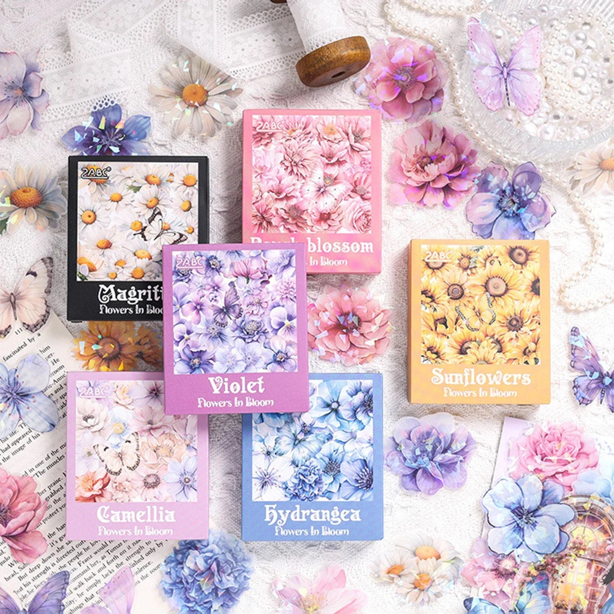 60 Pieces Plant Flower Pattern PET Stickers | Beautifully Decorated Scrapbook Stickers for School Supplies
