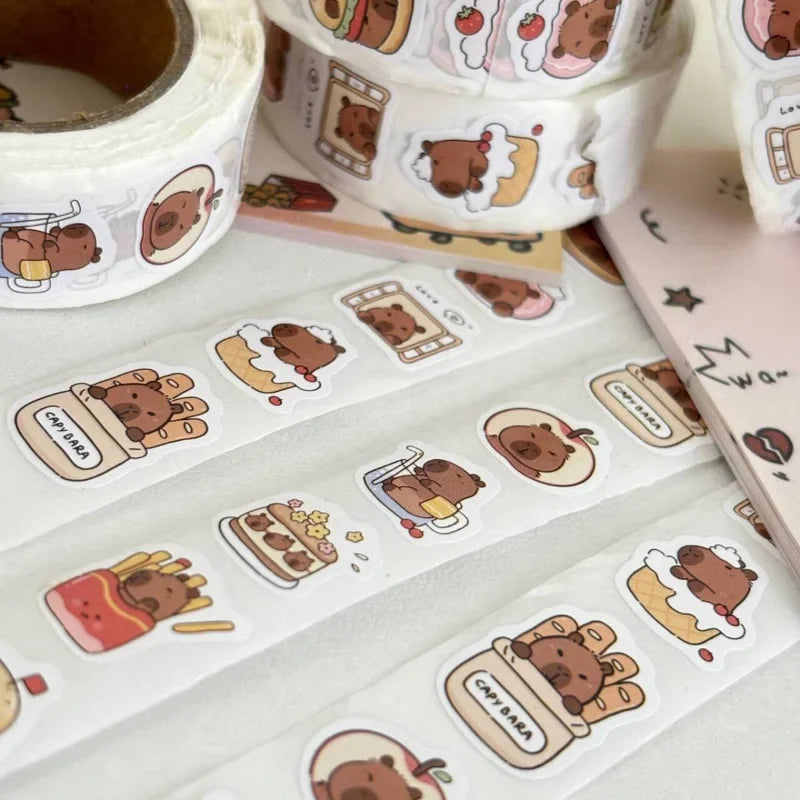 500pcs Cute Kabibara Stickers for Laptops, Skateboards, Guitars & Scrapbooks | DIY Decorative Gift Cards
