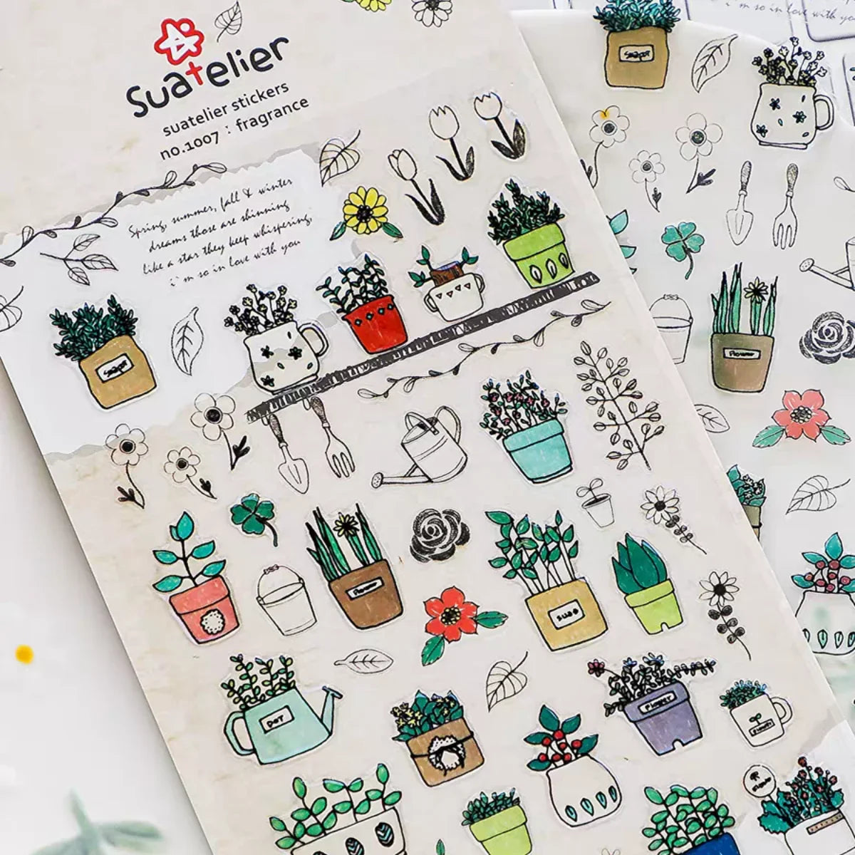 Suatelier Potted Plant PVC Stickers | Korean Import DIY Scrapbooking Set
