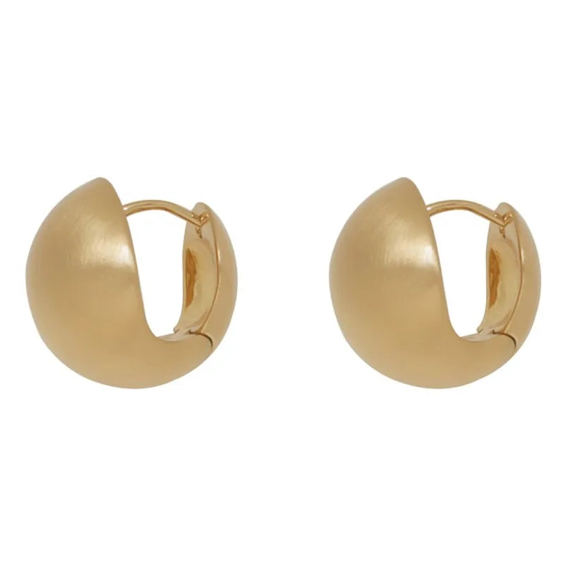 Frosted Gold-Plated Brushed Spherical Hoop Earrings | Retro Creative Women's Accessories