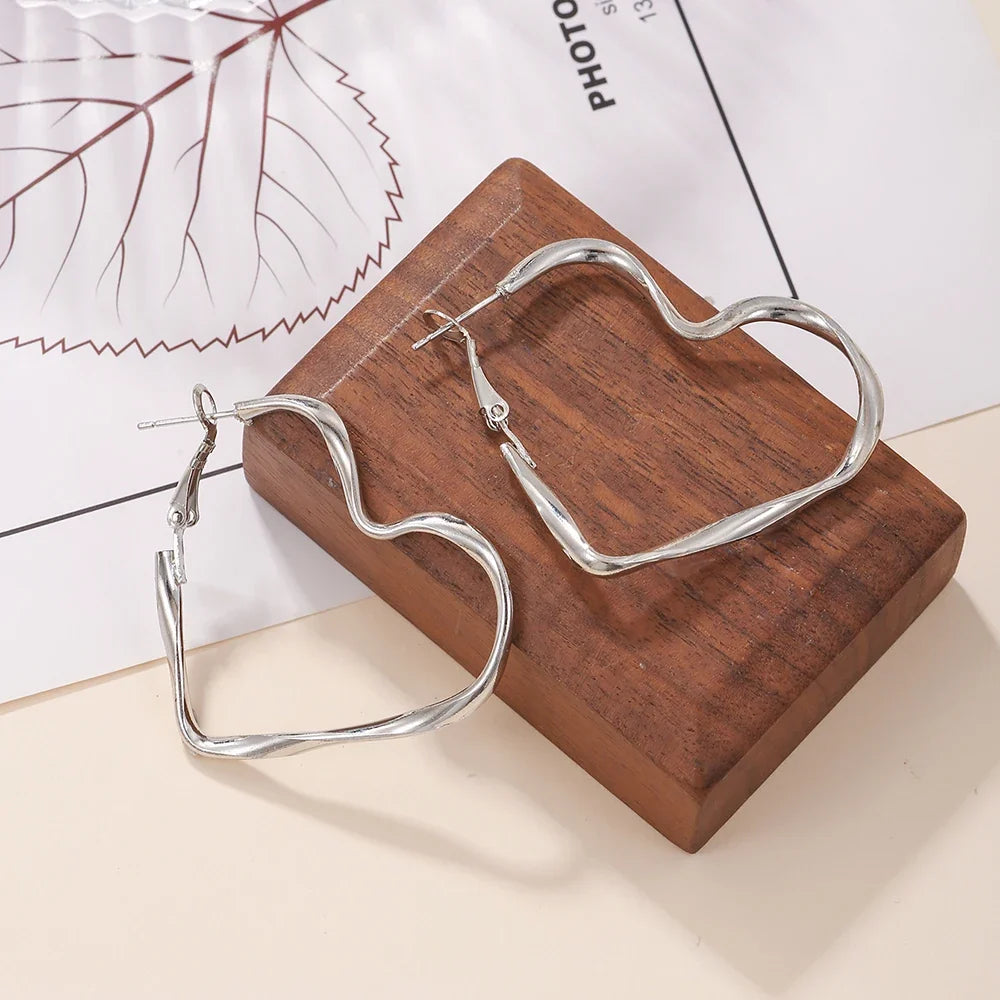 Trendy Hollow Heart Earring Cuff | Fashion Hoop Earrings for Women