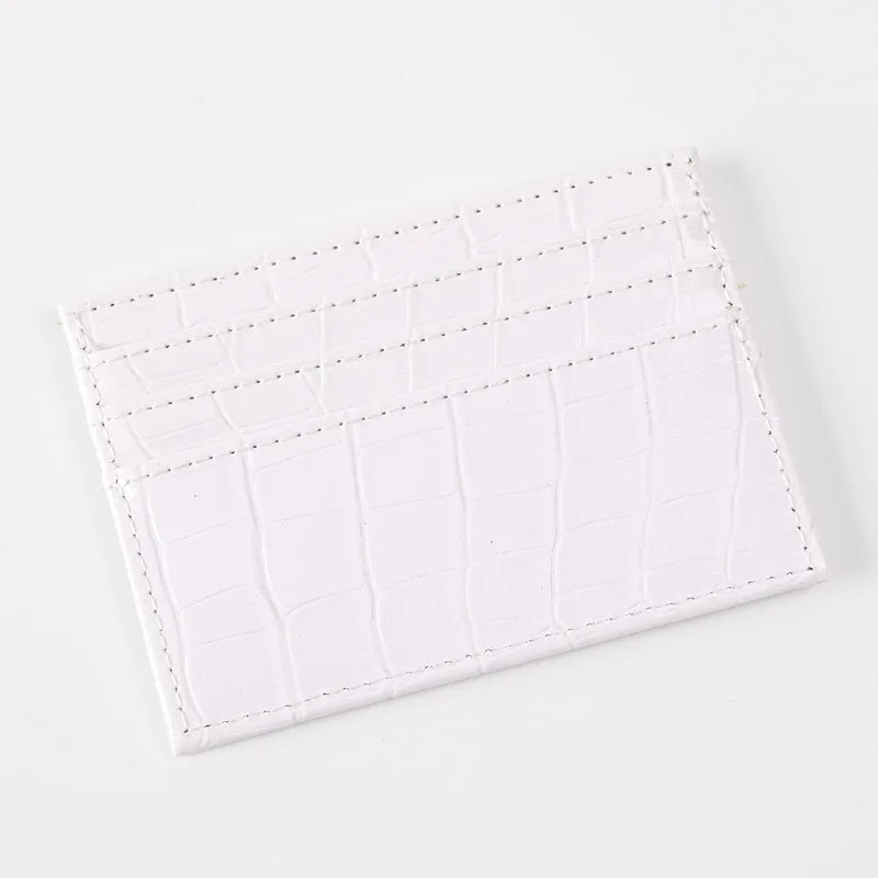 Crocodile Candy Color PU Leather Slim Credit Card Holder | Compact Wallet for Women and Men
