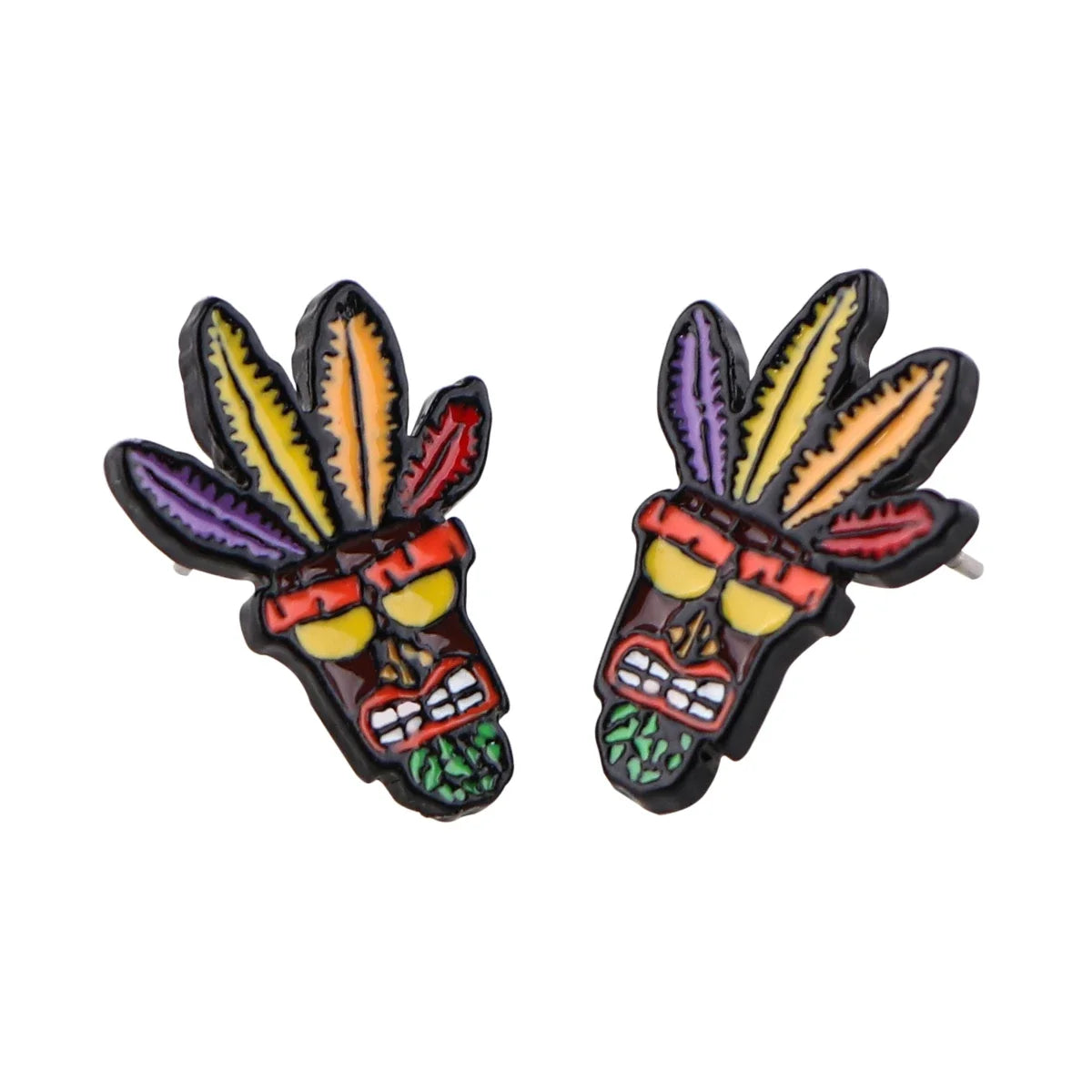 Cool Wolf Enamel Ear Studs | Stainless Steel Animal Earrings for Women