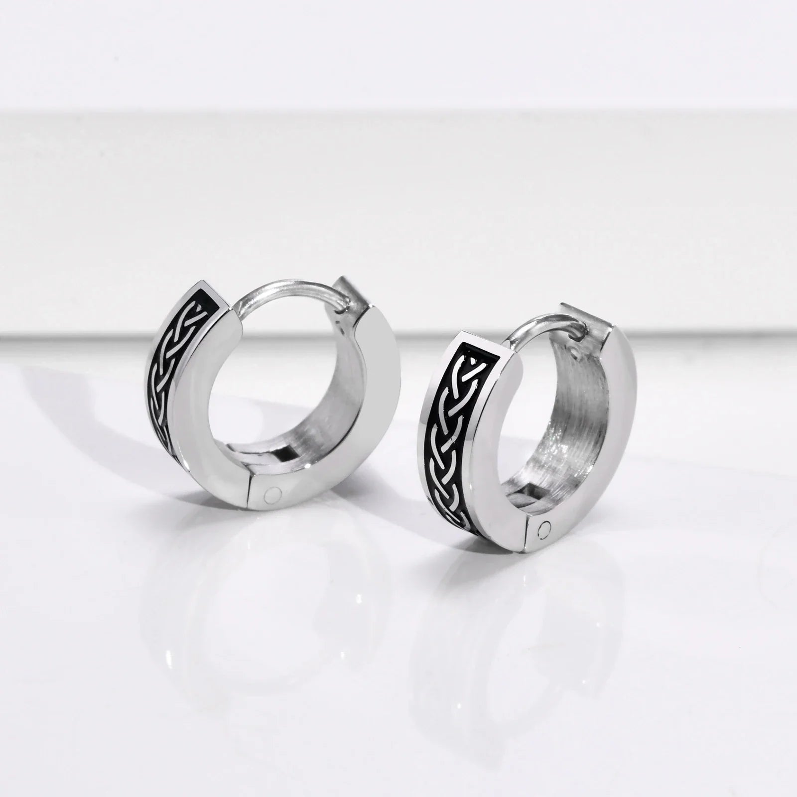 Mens Celtic Knot Hoop Earrings | Hypoallergenic Stainless Steel Huggie Earrings
