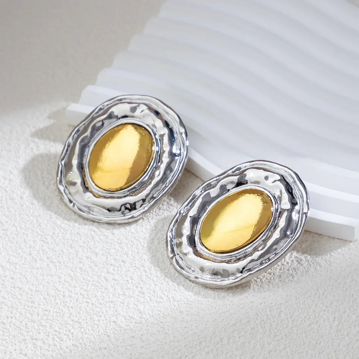 Oversize Glossy Round Circle Stud Earrings | Gold Plated Thick Hoop Jewelry