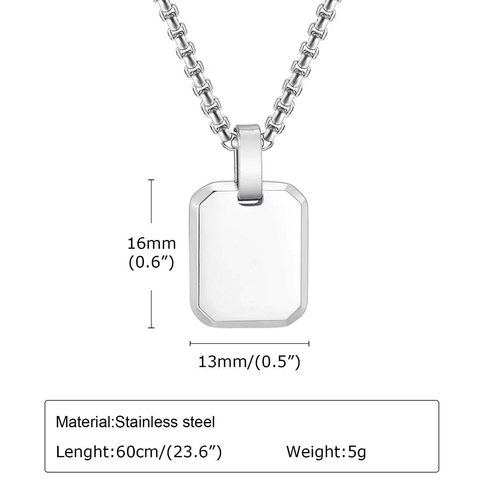 A-Z 26 Letters Stainless Steel Initials Necklace | Waterproof Square Pendant for Men