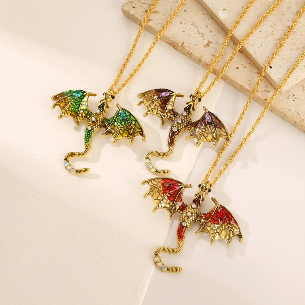 Goth Fly Dragon Pendant Necklace | Punk Snake Chain Choker for Men and Women
