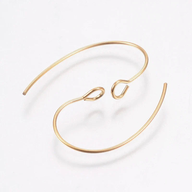 10pc IP 304 Stainless Steel Earring Hooks with Vertical Loop | Golden Stud Earring Findings