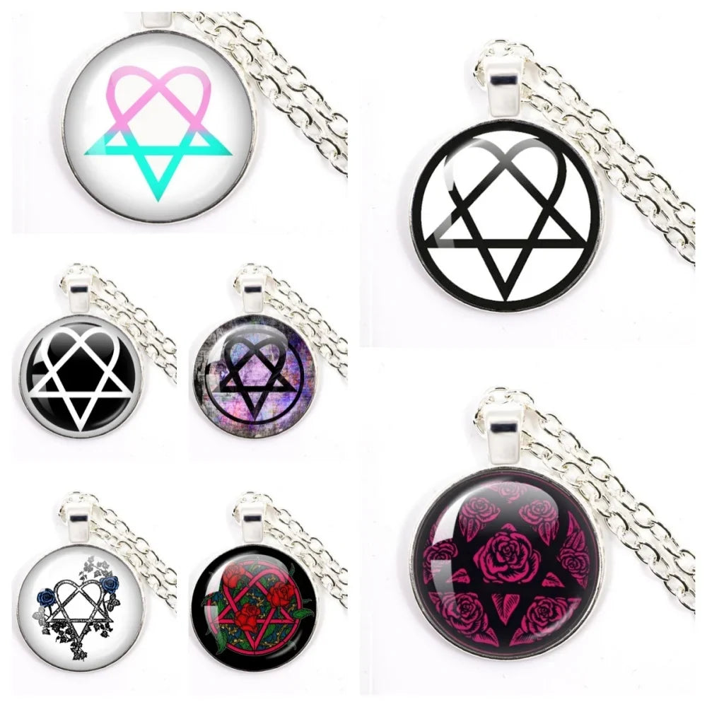Hip Hop Rock Glass Cabochon Pendant Necklace | Music Band Jewelry