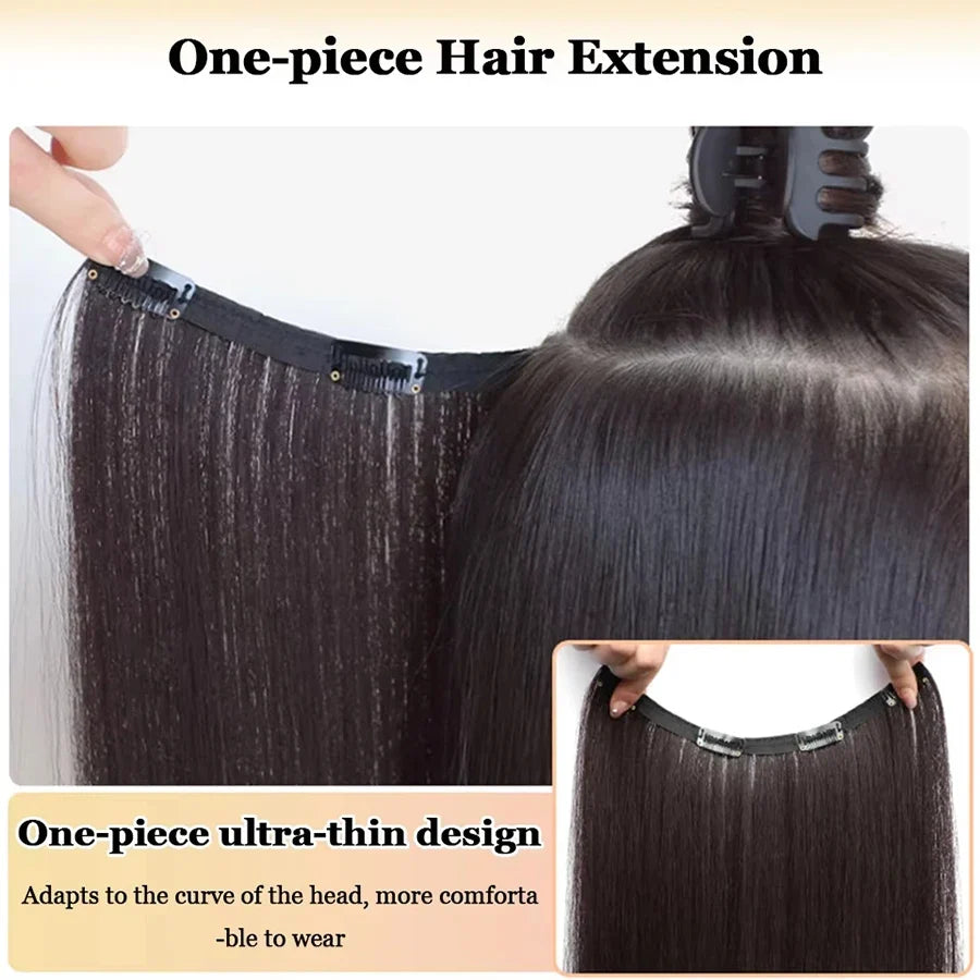 Synthetic Long Straight Clip In Hair Extension | 4 Clips Hidden Hair Piece Wig