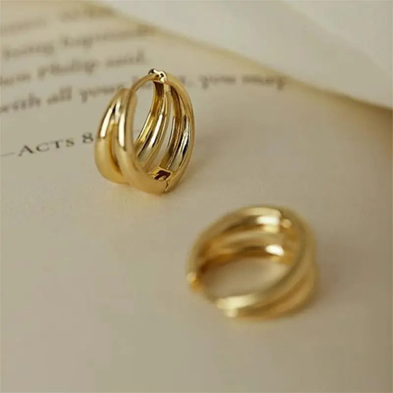 Vintage Drop Earrings | Gold-Tone Metal Stud Earrings for Women