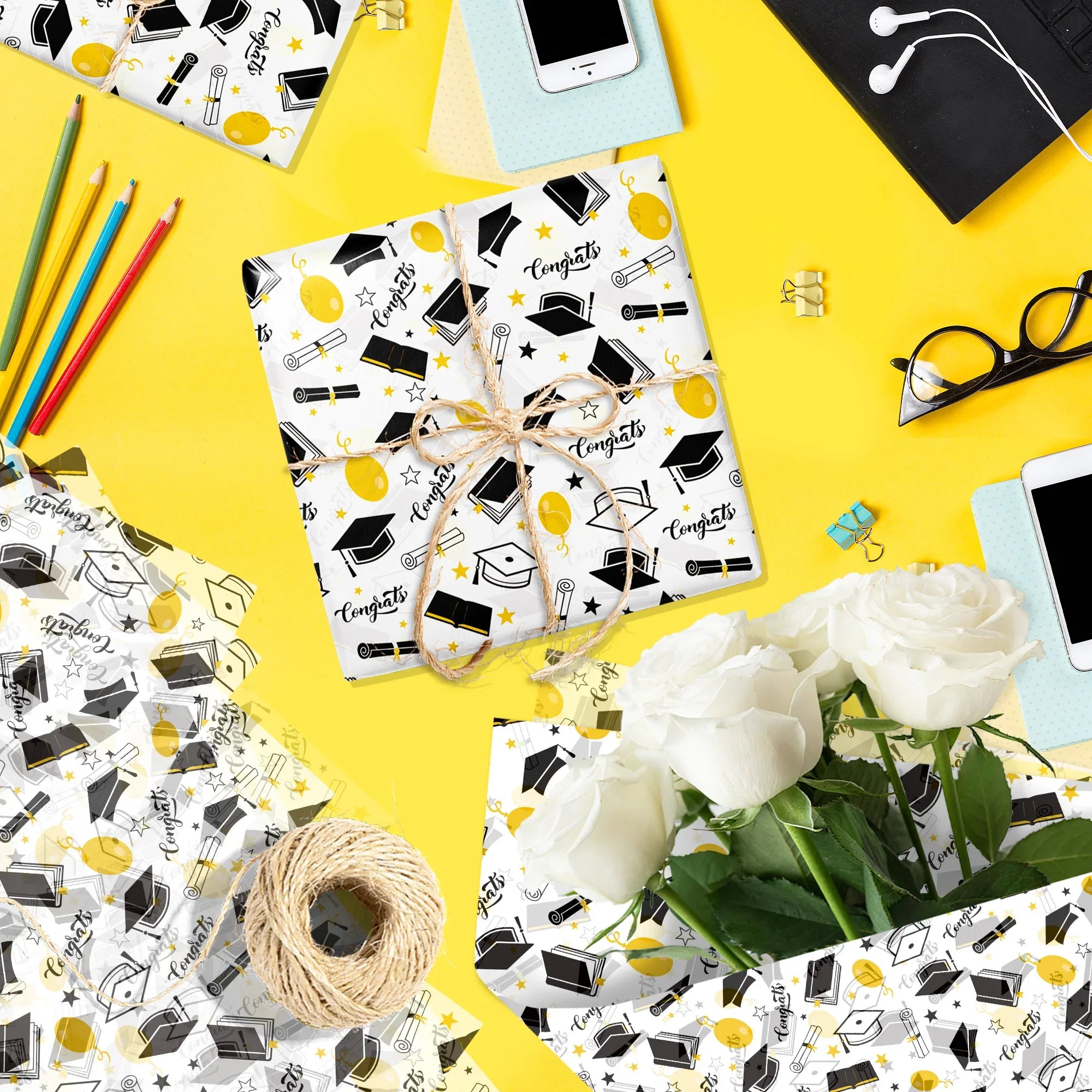 15/35pcs Graduation Gift Wrapping Paper | School Party Supplies