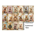 16 Sheets A5 Lace Cute Bear Background Vintage Grunge Paper | Journal Planning Scrapbooking