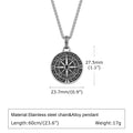 Vintage Compass Pendant Necklace | Stainless Steel Coin Necklace for Men