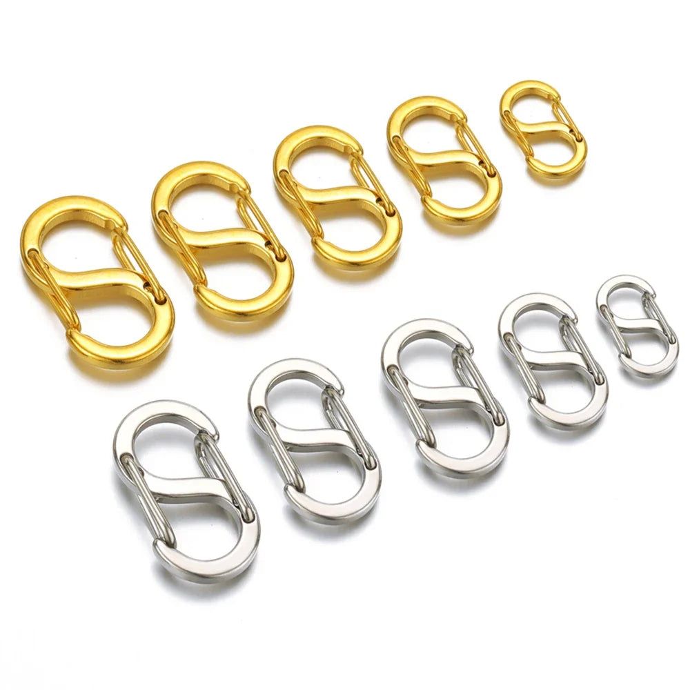 5pcs Stainless Steel Chic Letter S Buckle Clasps | 18k Gold Spring Lobster Hooks for DIY Jewelry Making