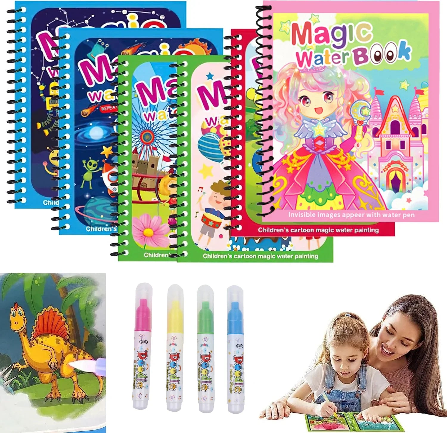 Kids Graffiti Picture Book With Refillable Water Pen | Magic Water Drawing Toy