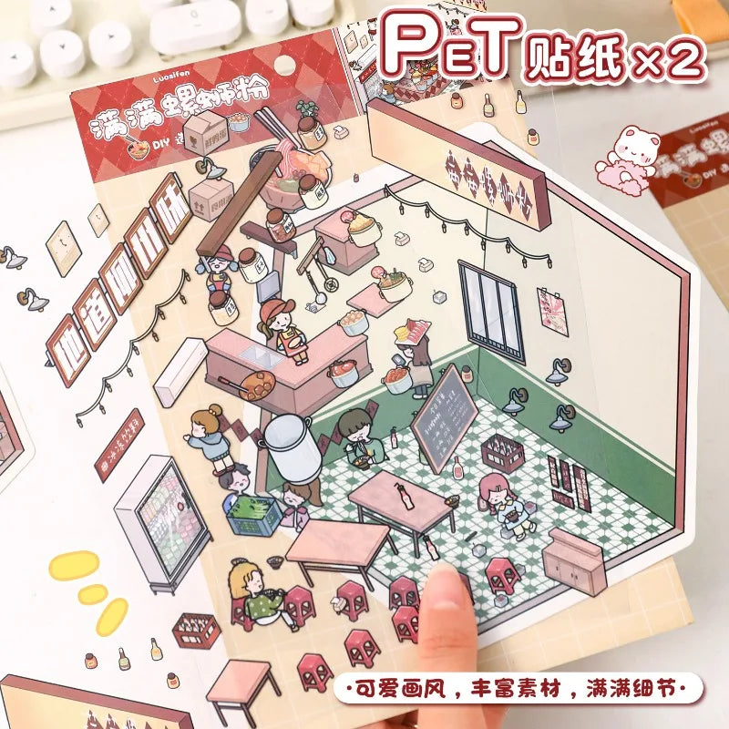 3D Cartoon Trumpet Sticker Set | Miniature Scene Collage DIY Decals
